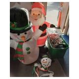 Large Blow Up Santa, Large Blow Up Snow Man, Projector, Lighted Candy Cane Set, More