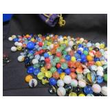 CROWN BAG WITH 3 PLUS POUNDS OF VINTAGE MARBLES