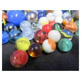 CROWN BAG WITH 3 PLUS POUNDS OF VINTAGE MARBLES