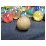 CROWN BAG FULL OF VINTAGE MARBLES.