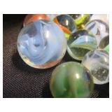 CROWN BAG FULL OF VINTAGE MARBLES.