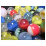 CROWN BAG FULL OF VINTAGE MARBLES.
