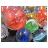 CROWN BAG FULL OF VINTAGE MARBLES.