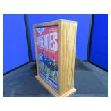AUTOGRAPHED 1987 UNOPENED WHEATIES BOX   IN BEAUTIFUL 2 SIDED PLEXI / WOOD DISPLAY CASE.