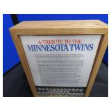 AUTOGRAPHED 1987 UNOPENED WHEATIES BOX   IN BEAUTIFUL 2 SIDED PLEXI / WOOD DISPLAY CASE.