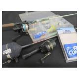 PLANO LURE BOX / 3 RODS AND REELS