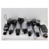 Box of Analog Cameras & w/p Enclosures