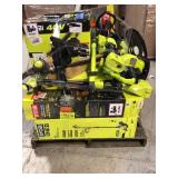 Pallet with assorted Ryobi Outdoor tools customer returns various models and conditions see pictures