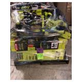Pallet with assorted Ryobi Outdoor tools customer returns various models and conditions see pictures