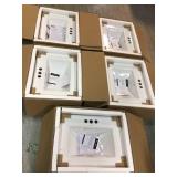 Lot of 5 Swiss Madison 24 in. Ceramic Vanity Top with 3-Faucet Holes with White Basin not used see pictures