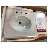 Home Decorators Hampton Harbor 36 in. Vanity in Dove Grey with Natural Marble Vanity Top in White with White Sink open box see pictures