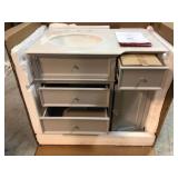 Home Decorators Hampton Harbor 36 in. Vanity in Dove Grey with Natural Marble Vanity Top in White with White Sink open box see pictures