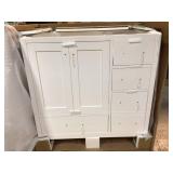 Virtu Caroline Madison 36 in. W Bath Vanity Cabinet Only in White not used see pictures
