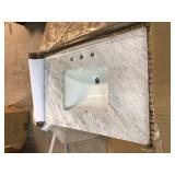 36 in. White wash Vanity with White Marble Top with White Basin retails for $1053 not used see pictures