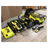 Lot of assorted Ryobi Lawmowers used customer returns some missing parts see pictures
