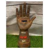Cast Iron Drink Coca Cola Hand Bank 8 ½ Tall