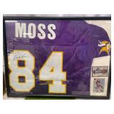 Autographed Randy Moss Framed Jersey & Cards 18 X 24