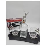 STAG DECANTER SET WITH 2 STAG GLASSES AND WINE BOTTLE OPENER SET