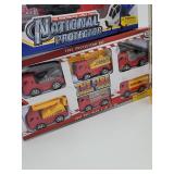2 TRUCKS SETS AND HELICOPTOR TOY SETS