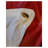 HEIN GERICKE WOMANS GRAYRED AND WHITE LEATHER JACKET