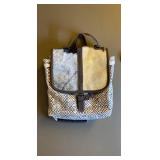 COWHIDE FLAP CANVAS BACKPACK PURSE