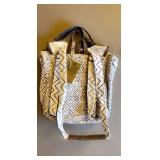 COWHIDE FLAP CANVAS BACKPACK PURSE