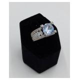 SILVER AND RHINESTONE RING