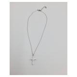 SILVER CROSS NECKLACE WITH CROSS WITH RHINESTONES