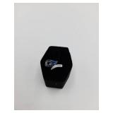 RING WITH BLUE AND SILVER RHINESTONES