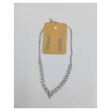 SILVER AND RHINESTONE NECKLACE AND EARING SET