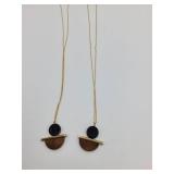 2 NECKLACES WITH WOOD PENDANT