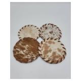 SET OF 4 COWHIDE COASTERS