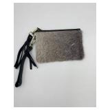 COWHIDE WRISTLET PURSE WITH LEATHER FRINGE KEY CHAIN