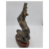 HORSE STATUE ON WOODEN BASE