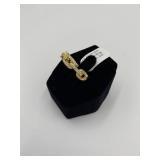 GOLD CHAINLINK RING WITH RHINESTONE BAND