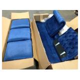 Noble House Sommerville Navy Blue Velvet 3-Seater Chesterfield Sofa with Flared Arms customer Returns see pictures