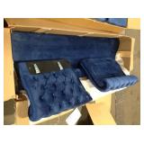 Noble House Sommerville Navy Blue Velvet 3-Seater Chesterfield Sofa with Flared Arms customer Returns see pictures