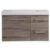 Domani Larissa 37 in. W x 19 in. D Wall Hung Bath Vanity in White Washed Oak with Cultured Marble Vanity Top in White with Sink see pictures