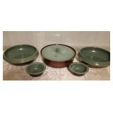 Red Wing Village Green Oven Ware with 4 Additional Pieces