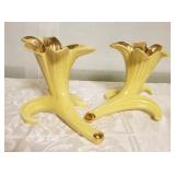Vintage Yellow Glaze with Gold Pottery  ~ Lilies no. 806