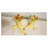 Vintage Yellow Glaze with Gold Pottery  ~ Lilies no. 806