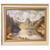 Original Oil on Board Landscape Art Konigssee Lake, signed