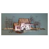 Large Vintage Metal Wall Art ~ Water Mill