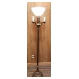 Vintage Brass Floor Lamp with 3 Candle Lights and Center Lamp