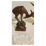 Carved Wooden Donkey Cigarette Dispenser & Ram Statue