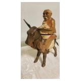 Carved Wooden Donkey Cigarette Dispenser & Ram Statue