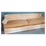 Hollywood Regency Yellow Velvet Sofa by Heritage
