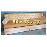 Hollywood Regency Yellow Velvet Sofa by Heritage