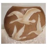 Vintage Art Deco Phoenix Sculptured Glass- Swans in Flight