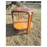 MCM Round Inlaid Accent Table